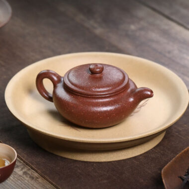 Full Handmade Yixing Zisha Teapot [Bian Fu] (Tao Hua Ni – 200ml)
