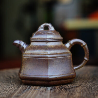 Full Handmade Yixing Zisha Teapot [Liufang Zhu Ding Pot] (Qing Duan Ni Firewood Fired – 180ml)