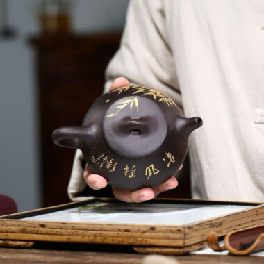 Yixing Zisha Teapot [Bamboo Shi Piao] (Hei Jin Sha – 240ml)