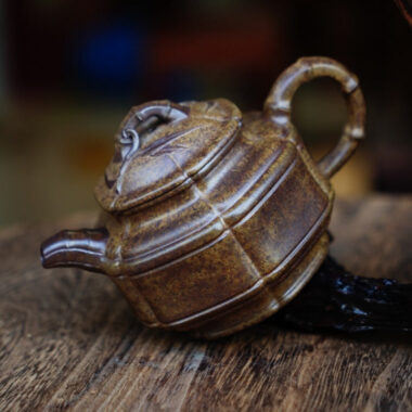 Full Handmade Yixing Zisha Teapot [Liufang Zhu Gu Pot] (Qing Duan Ni Firewood Fired – 200ml)
