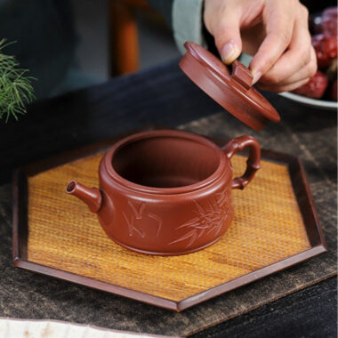 Full Handmade Yixing Zisha Teapot [Bamboo Hanwa] (Hong Pi Long – 320ml)