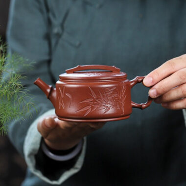 Full Handmade Yixing Zisha Teapot [Bamboo Hanwa] (Hong Pi Long – 320ml)