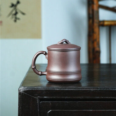 Yixing Zisha Tea Mug with Filter [Bamboo] 5pcs Set (Lao Zi Ni – 450ml)