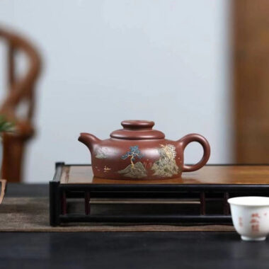 Yixing Zisha Teapot [Shanshui Han Jiang Julun] (Di Cao Qing – 250ml)