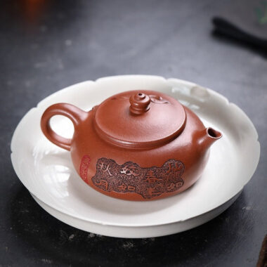 Full Handmade Yixing Zisha Teapot [Chun Hua] (Zhu Sha Zhu Ni – 180ml)