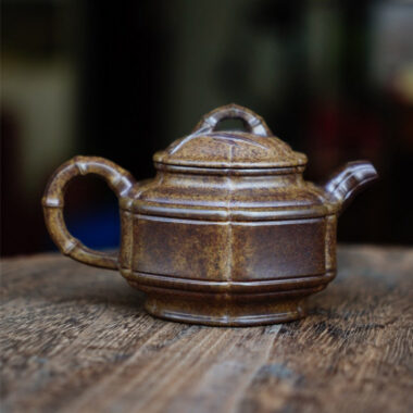 Full Handmade Yixing Zisha Teapot [Liufang Zhu Gu Pot] (Qing Duan Ni Firewood Fired – 200ml)