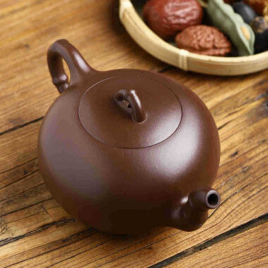 Full Handmade Yixing Zisha Teapot [Yuan Zhu Pot] (Zi Ni – 360ml)