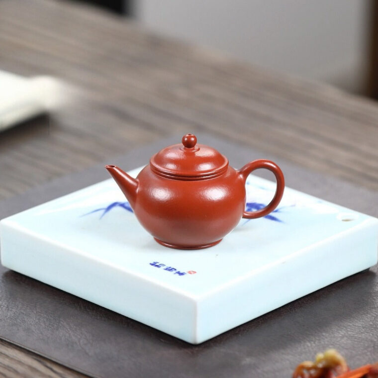 Yixing Zisha Teapot [Mini Shui Ping] (Wrinkled Skin Zhu Ni – 95ml)