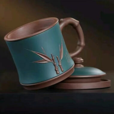 Yixing Zisha Tea Mug with Filter [Bamboo Breeze] 4/5pcs Set (Zi Ni – 460ml)