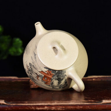 Full Handmade Yixing Zisha Teapot [Color Painted Jingzhou Shi Piao] (Duan Ni – 300ml)