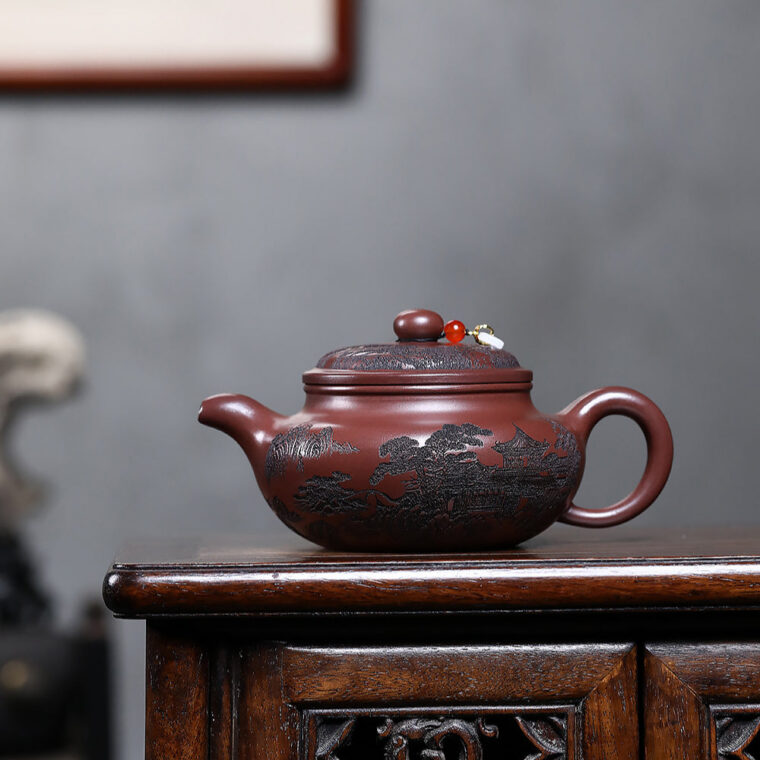 Yixing Zisha Teapot [Shanshui Fanggu] (Zi Ni – 400ml)