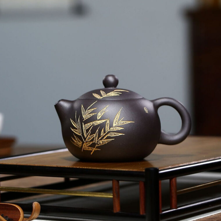 Yixing Zisha Teapot [Bamboo Xishi] (Hei Ni – 230ml)