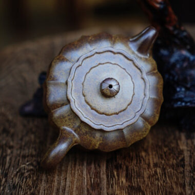 Full Handmade Yixing Zisha Teapot [Jinnang Zhou Pan Pot] (Qing Duan Ni Firewood Fired – 140ml)