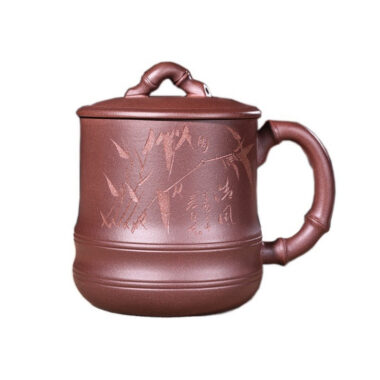 Yixing Zisha Tea Mug [Qingfeng Bamboo] (Zi Ni/Xiao Hong Ni – 450ml)