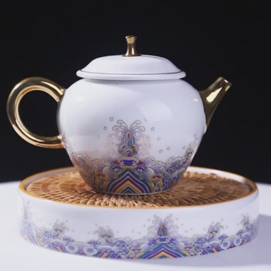 Ceramic Gold Wire Enamel [Haiyan Jiangya] Kungfu Tea Set