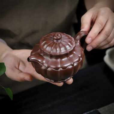 Full Handmade Yixing Zisha Teapot [Ruyi Linghua] (Jin Sha Zi Ni – 300ml)