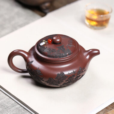 Yixing Zisha Teapot [Shanshui Fanggu] (Zi Ni – 400ml)