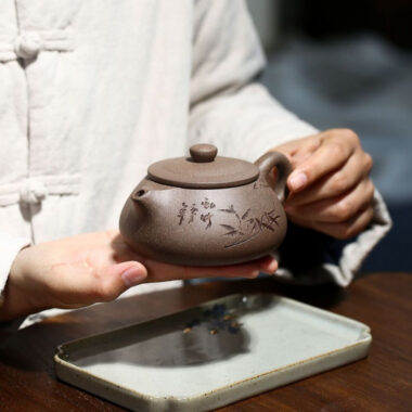 Yixing Zisha Teapot [Bamboo Shi Piao] (Qinghui Duan Ni – 240ml)