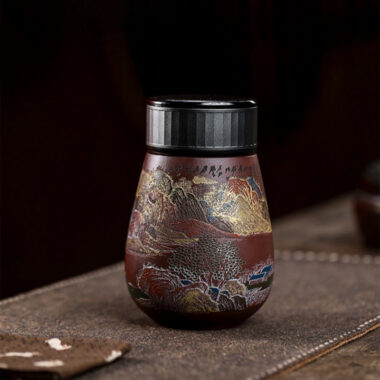 Master Handmade Yixing Zisha Travel Tea Cup [Golden Mountain Silver Mountain] (Zi Ni – 400ml)