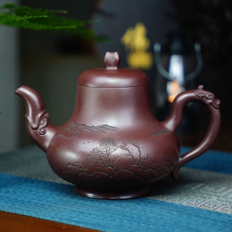 Full Handmade Yixing Zisha Teapot [Yinlu Pot] (Di Cao Qing – 510ml)