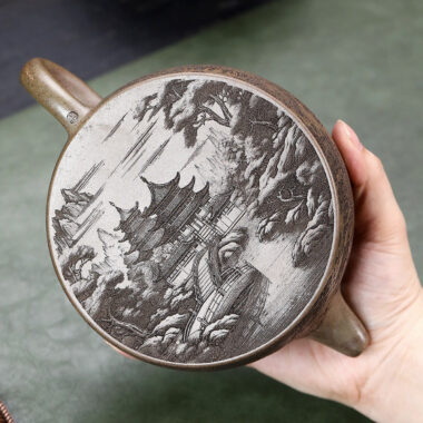 Yixing Zisha Teapot [Guanshan Niu Gai Pot] (Chenxiang Ni Firewood Firing – 700ml)