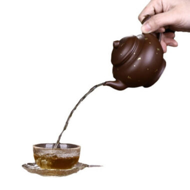 Full Handmade Yixing Zisha Teapot [Sprinkle Gold Xiao Ying Pot] (Zi Ni – 260ml)