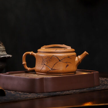 Full Handmade Yixing Zisha Teapot [Zhu Ying] (Jin Jiang Po Ni – 280ml)