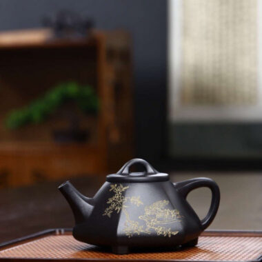 Full Handmade Yixing Zisha Teapot [Liufang Shi Piao Pot] (Shi Huang – 280ml)