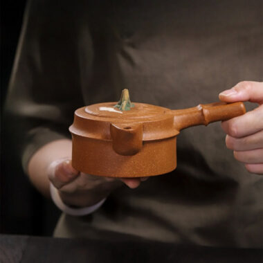 Full Handmade Yixing Zisha Teapot [Xiao Yao Bamboo] (Jin Jiang Po Ni – 300ml)