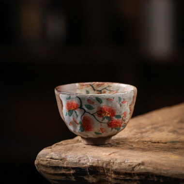 Firewood Fired Hand-painted Floral Ceramic Gaiwan / Fair Cup / Tea Cup