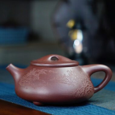 Full Handmade Yixing Zisha Teapot [Jingzhou Shi Piao Pot – Ningjing Zhi Yuan] (Zi Ni – 400ml)