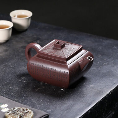 Full Handmade Yixing Zisha Teapot [Sifang Jun Zheng] (Tian Qing Zi Ni – 500ml)