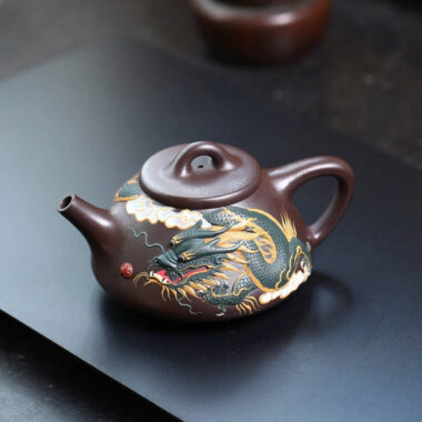 Full Handmade Yixing Zisha Teapot [Dragon Ziye Shi Piao Pot] (Lao Zi Ni – 360ml)