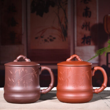 Yixing Zisha Tea Mug [Qingfeng Bamboo] (Zi Ni/Xiao Hong Ni – 450ml)