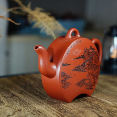 Full Handmade Yixing Zisha Teapot [Que Yue Pot] (Zhu Ni – 450ml)