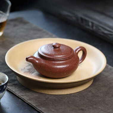 Full Handmade Yixing Zisha Teapot [Bian Fu] (Tao Hua Ni – 200ml)