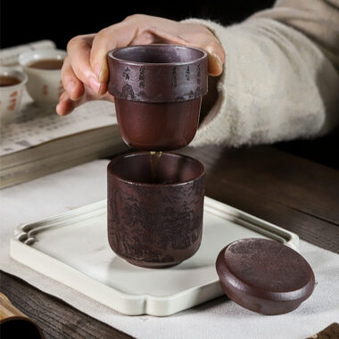 Master Handmade Yixing Zisha Travel Tea Cup [Xian Ju] (Zi Ni – 150ml)