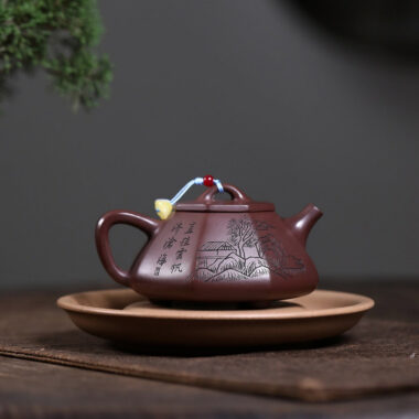 Yixing Zisha Teapot [Bafang Shanshui Shi Piao] (Zi Ni – 200ml)