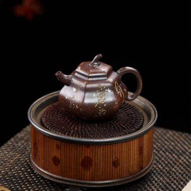 Full Handmade Yixing Zisha Teapot [Hexagon Gourd] (Firewood Fired Duan Ni – 170ml)