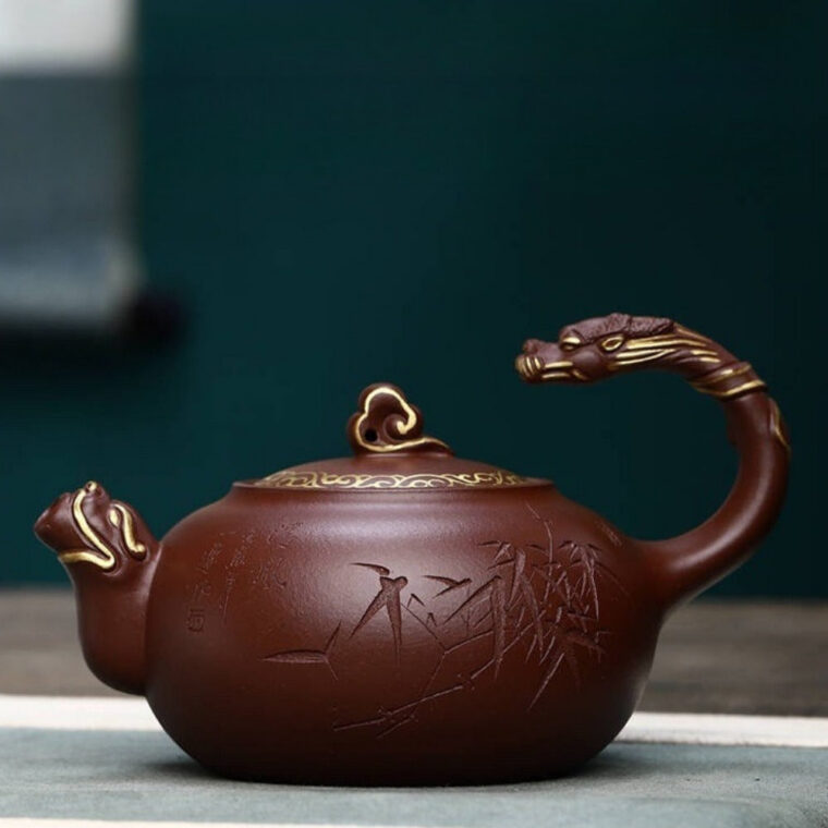 Full Handmade Yixing Zisha Teapot [Dragon Pot] (Di Cao Qing – 300ml)
