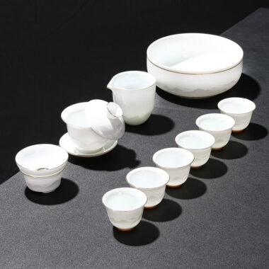 Mutton Fat Ice Jade White Porcelain Tea Gift Set [Mountain]