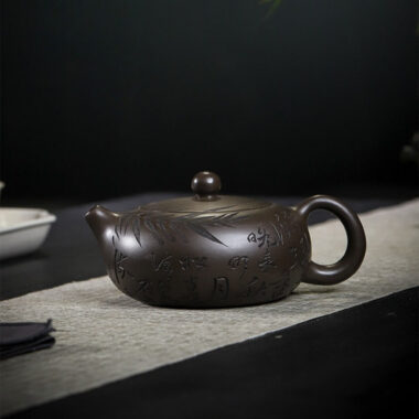 Full Handmade Yixing Zisha Teapot [Bian Yu] (Feicui Qing Zi Ni – 330ml)