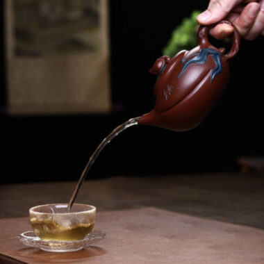 Full Handmade Yixing Zisha Teapot [Shou Tao Pot] (Di Cao Qing – 310ml)