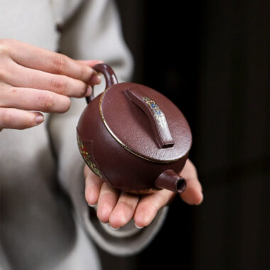 Full Handmade Yixing Zisha Teapot [Bamboo Lotus] (30 Mu Zi Ni – 170ml)