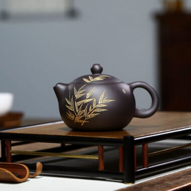 Yixing Zisha Teapot [Bamboo Xishi] (Hei Ni – 230ml)