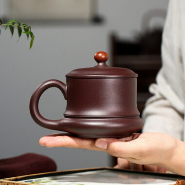 Yixing Zisha Tea Mug with Filter [Good Luck & Fortune] (Zi Ni – 310ml)