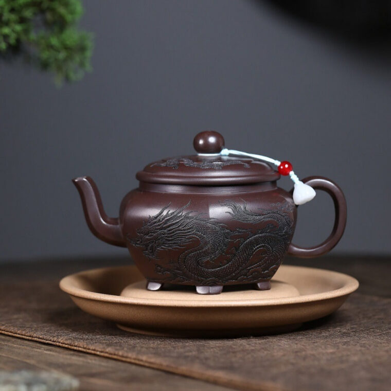 Yixing Zisha Teapot [Dragon Liufang] (Gu Tong Wu Ni – 330ml)
