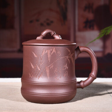 Yixing Zisha Tea Mug [Qingfeng Bamboo] (Zi Ni/Xiao Hong Ni – 450ml)