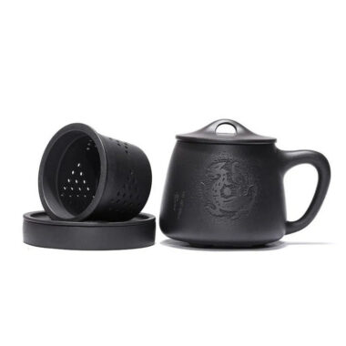 Yixing Zisha Tea Mug with Filter [Teng Long Shi Piao] (Hei Ni – 560ml)