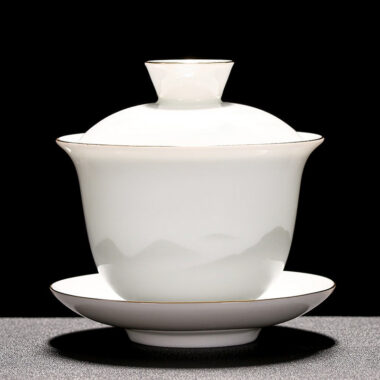 Mutton Fat Ice Jade White Porcelain Tea Gift Set [Mountain]